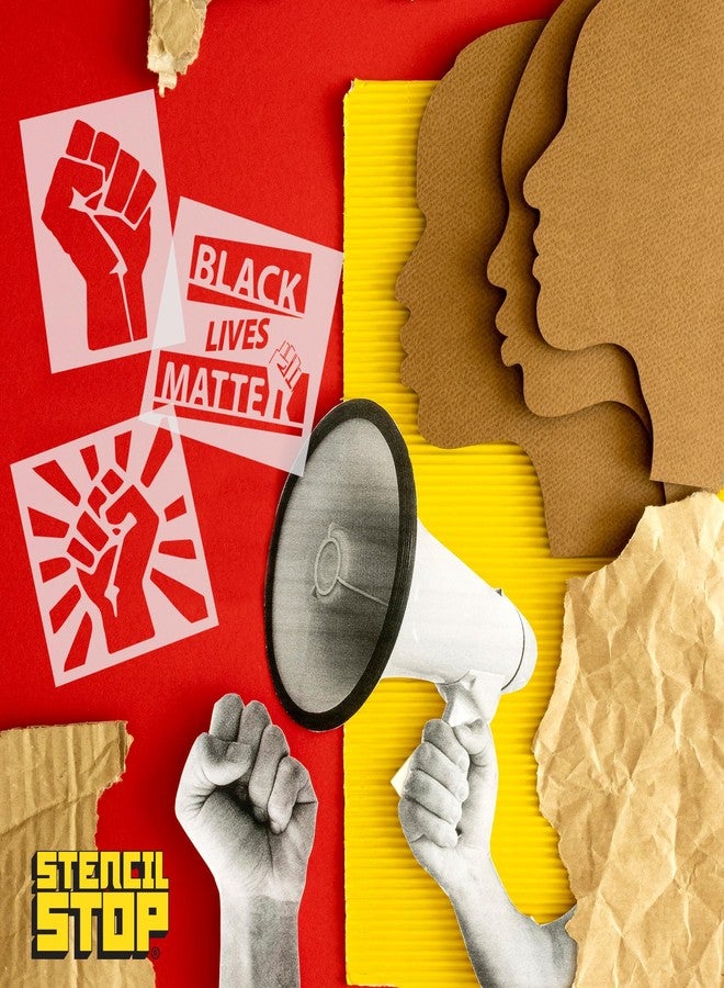 Stencil Stop BLM Fist Stencil Set - Black Lives Matter Stencils for Protest Signs, End Racial Injustice - 14 Mil Mylar Plastic [Set of 3 Stencils] - Image 3